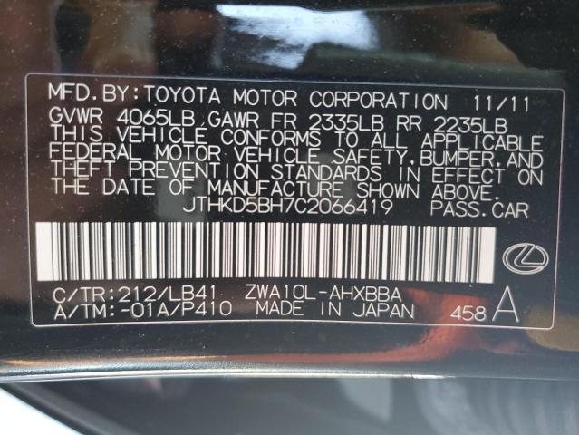 JTHKD5BH7C2066419 | 2012 Lexus ct 200