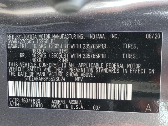 VIN 5TDZARAH6PS526024 2023 Toyota Highlander, Hybri... no.14