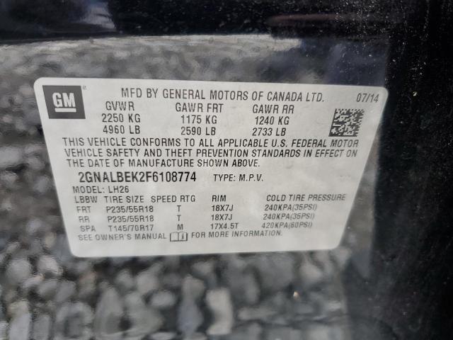 2015 Chevrolet Equinox Lt VIN: 2GNALBEK2F6108774 Lot: 51775814