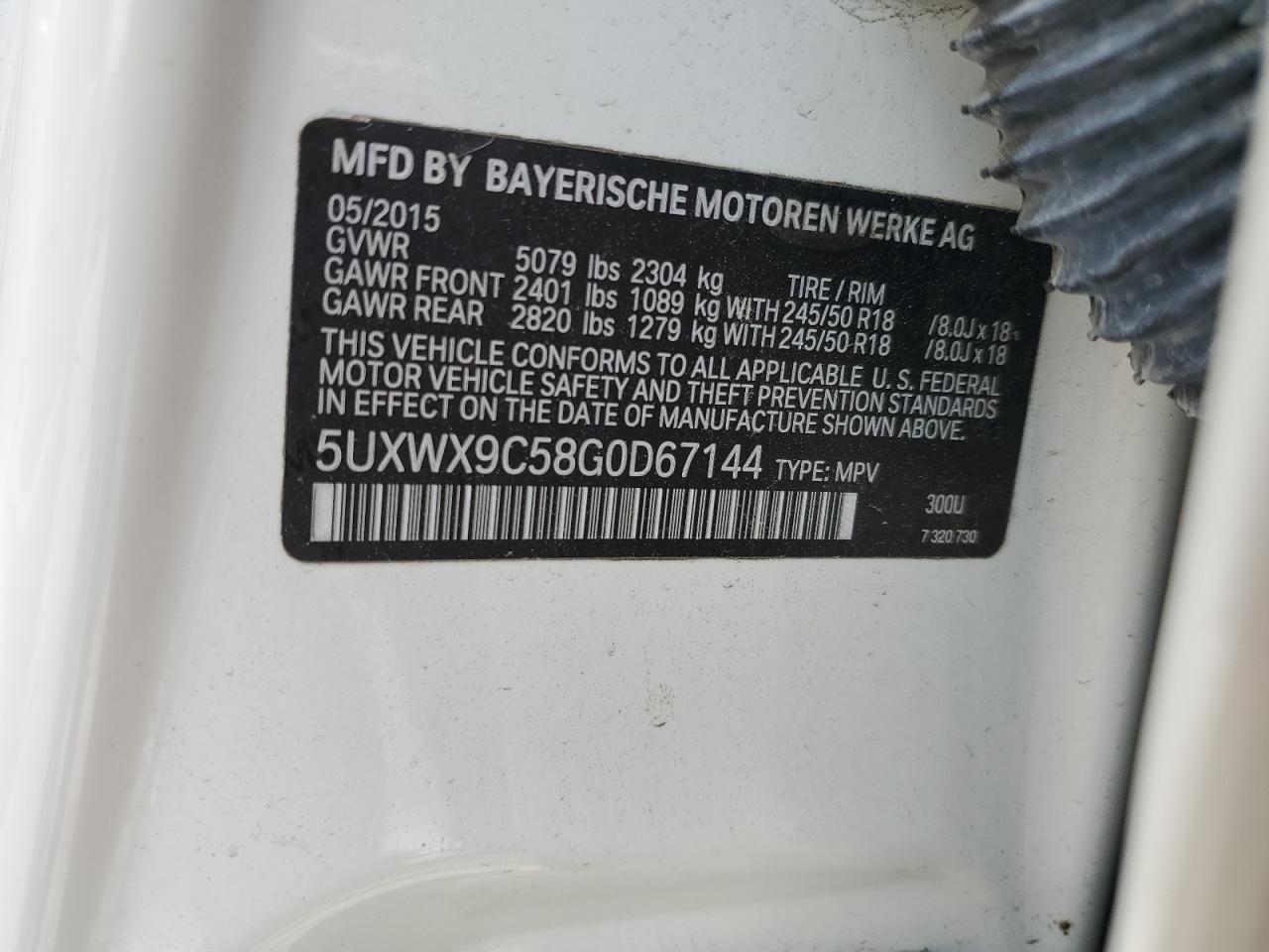 5UXWX9C58G0D67144 2016 BMW X3 xDrive28I