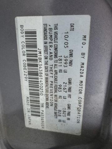 2006 Mazda 3 Hatchback VIN: JM1BK343861450250 Lot: 52798084