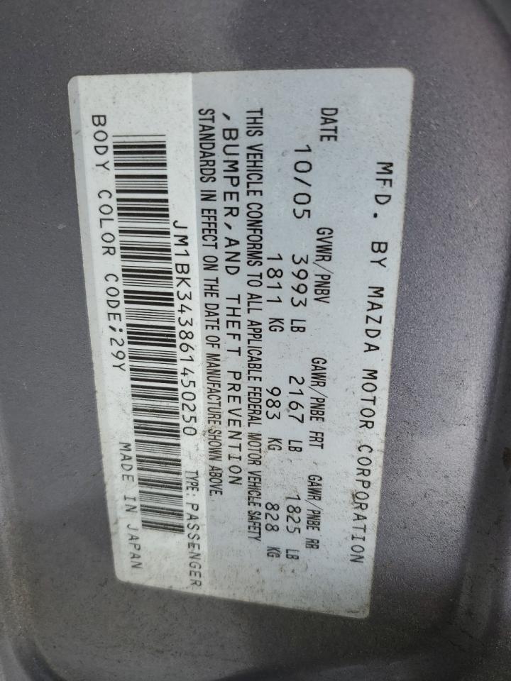 JM1BK343861450250 2006 Mazda 3 Hatchback