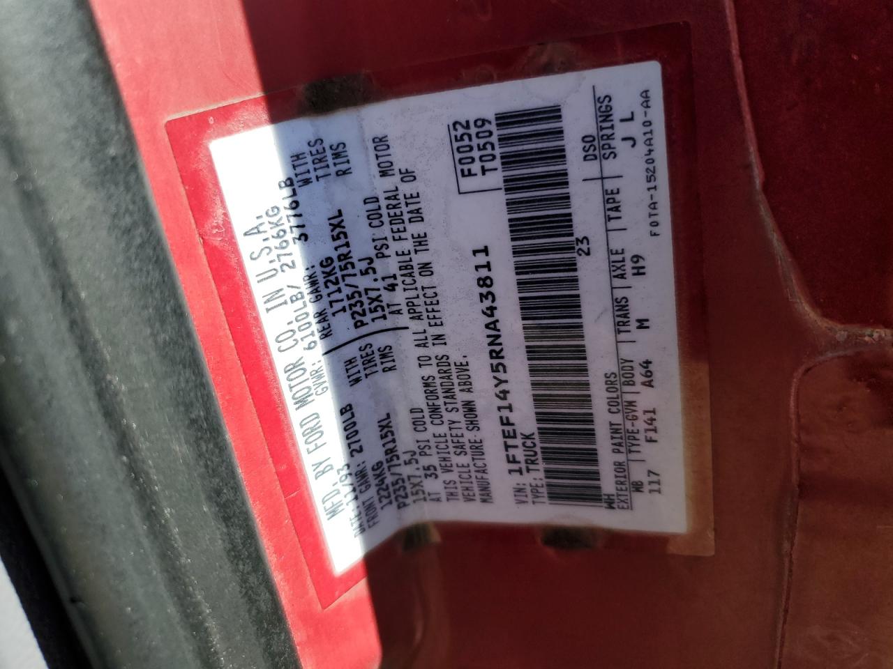 1FTEF14Y5RNA43811 1994 Ford F150