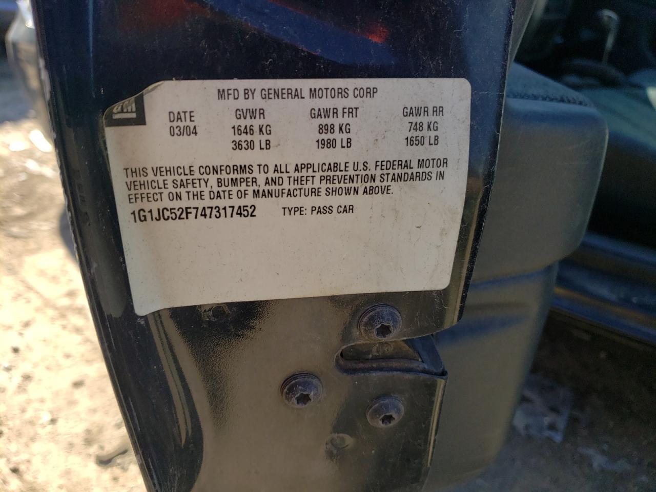 1G1JC52F747317452 2004 Chevrolet Cavalier