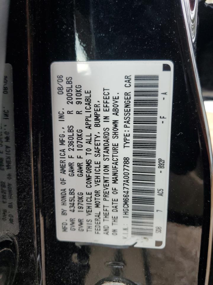 1HGCM66477A007788 2007 Honda Accord Se