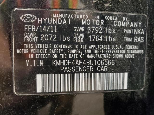 2011 Hyundai Elantra Gls VIN: KMHDH4AE4BU106566 Lot: 52419464