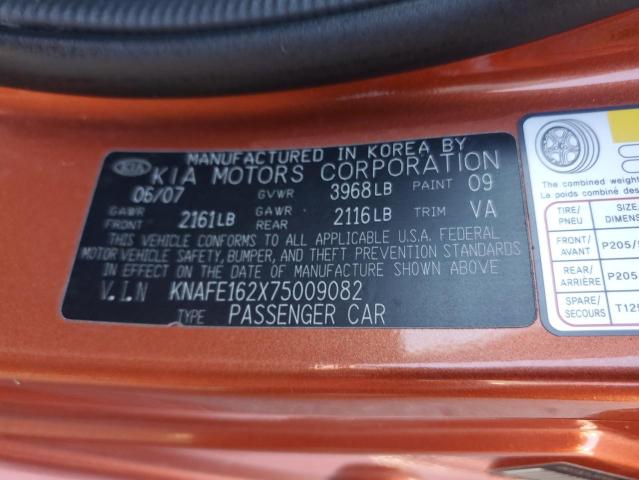 2007 Kia Spectra5 Sx VIN: KNAFE162X75009082 Lot: 51258024