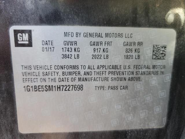 2017 Chevrolet Cruze Lt VIN: 1G1BE5SM1H7227698 Lot: 50531774