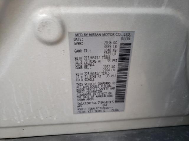 2016 Nissan Rogue S VIN: 5N1AT2MT3GC796095 Lot: 50134744