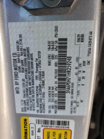 2017 FORD FUSION SE - 3FA6P0H71HR259248