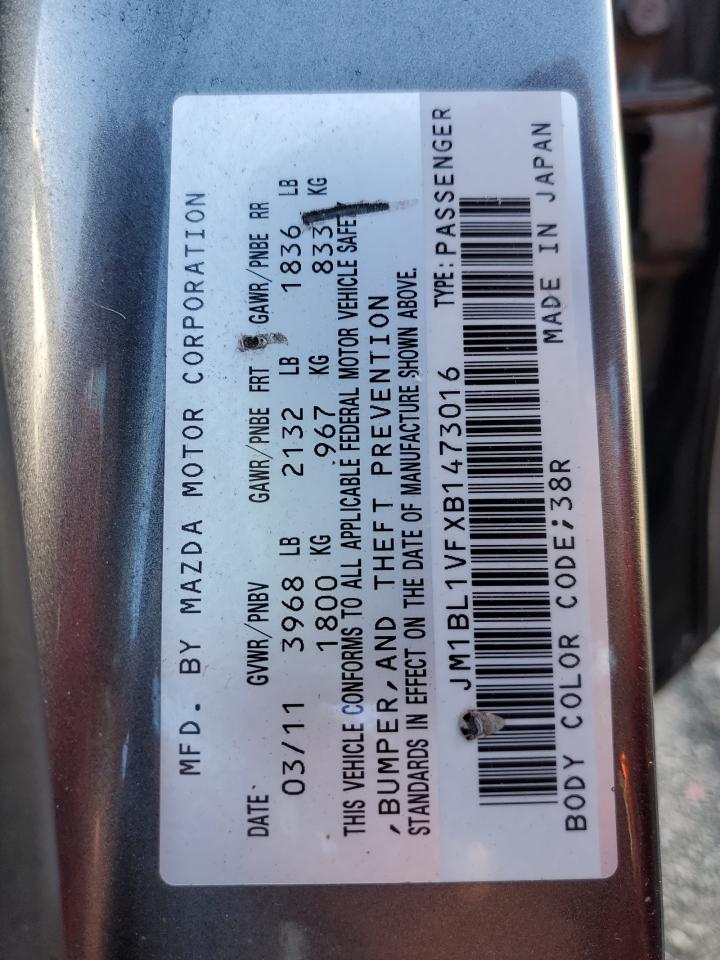 JM1BL1VFXB1473016 2011 Mazda 3 I