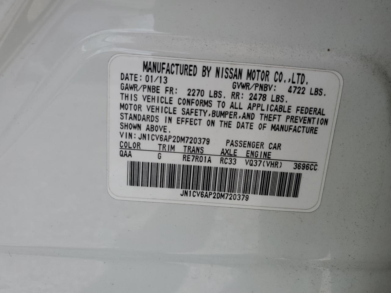 JN1CV6AP2DM720379 2013 Infiniti G37 Base