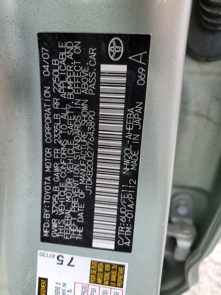 JTDKB20U277643890 2007 Toyota Prius