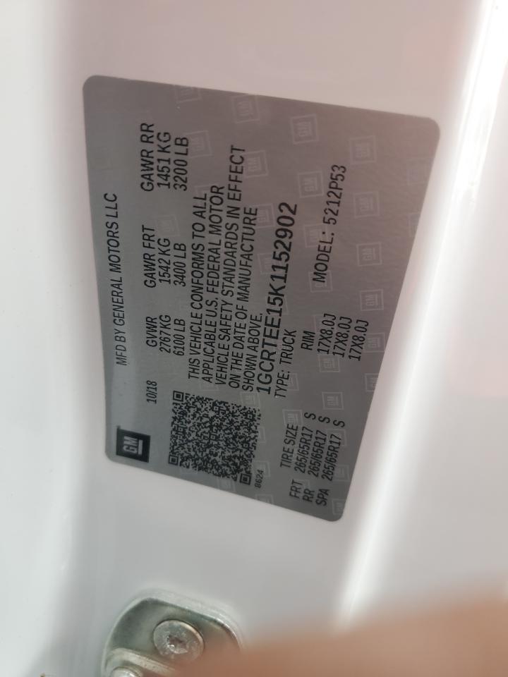 1GCRTEE15K1152902 2019 Chevrolet Colorado Zr2