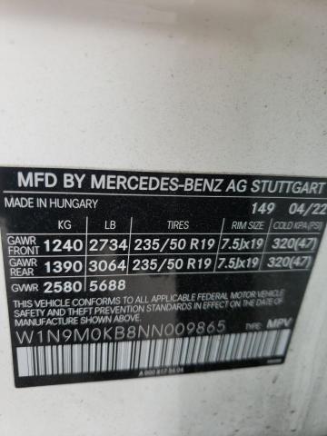 2022 MERCEDES-BENZ EQB 300 4M W1N9M0KB8NN009865