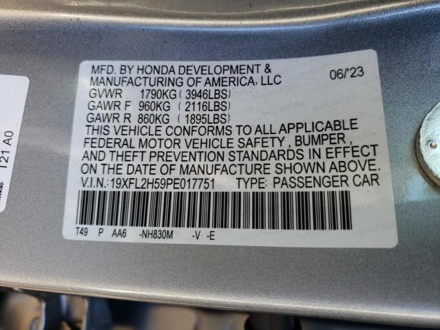 2023 Honda Civic Lx VIN: 19XFL2H59PE017751 Lot: 50956104