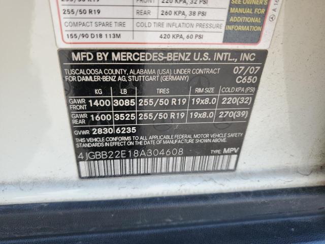 2008 Mercedes-Benz Ml 320 Cdi VIN: 4JGBB22E18A304608 Lot: 52297374