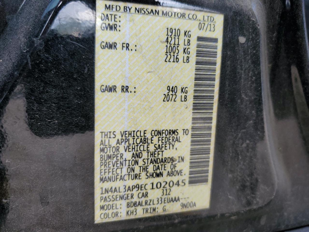 1N4AL3AP9EC102045 2014 Nissan Altima 2.5