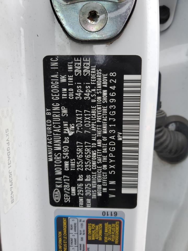 5XYPGDA31JG396428 2018 Kia Sorento Lx