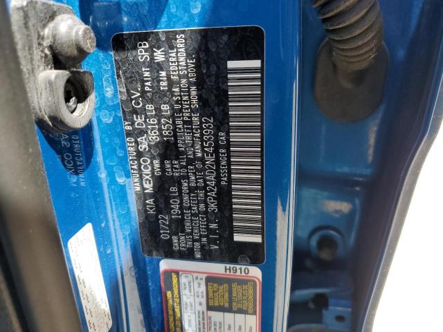 2022 Kia Rio Lx VIN: 3KPA24AD2NE453932 Lot: 50189894