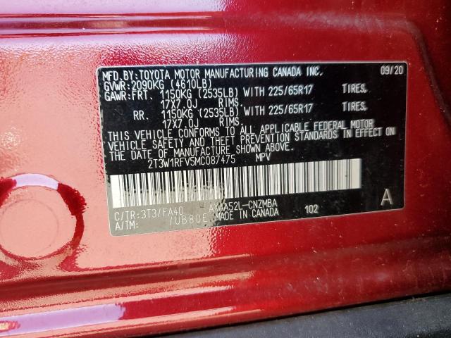 2021 Toyota Rav4 Xle VIN: 2T3W1RFV5MC087475 Lot: 51105304