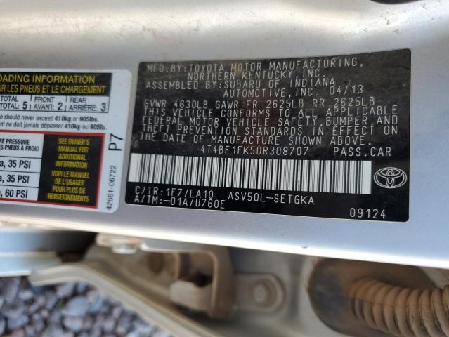 VIN 4T4BF1FK5DR308707 2013 Toyota Camry, L no.12