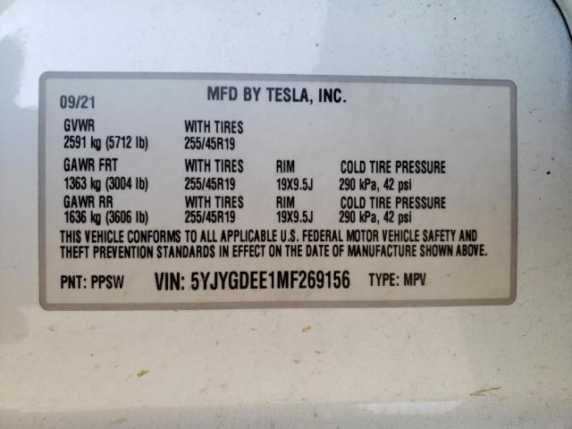 5YJYGDEE1MF269156 2021 Tesla Model Y