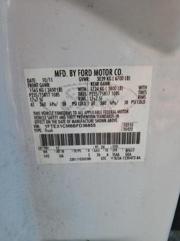 2011 Ford F150 Super Cab VIN: 1FTEX1CM6BFD36855 Lot: 52286854