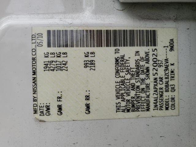 2010 Nissan Altima Base VIN: 1N4AL2APXAN520025 Lot: 50588314