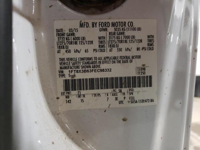 2015 Ford F350 Super Duty VIN: 1FT8X3B63FEC98332 Lot: 50001034