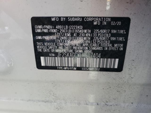 Lot #2462221669 2020 SUBARU FORESTER P salvage car