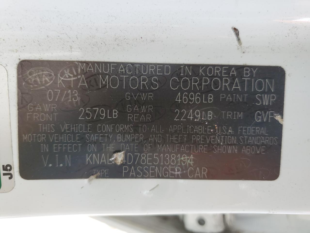 KNALN4D78E5138194 2014 Kia Cadenza Premium