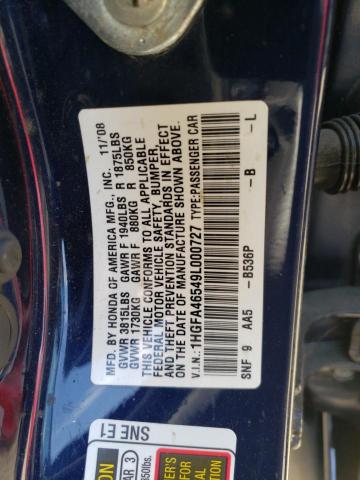 2009 Honda Civic Gx VIN: 1HGFA46549L000727 Lot: 50907814