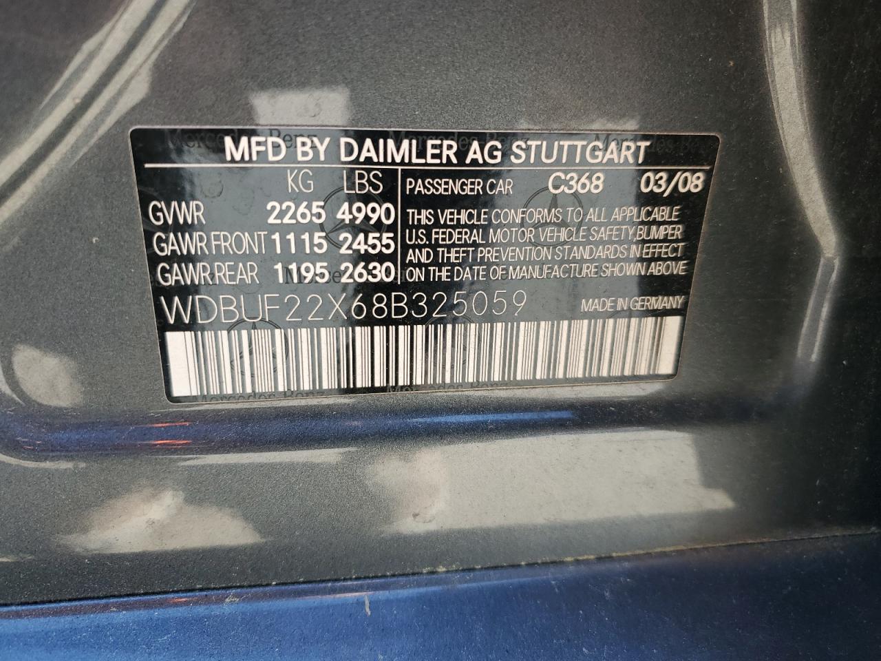 WDBUF22X68B325059 2008 Mercedes-Benz E 320 Cdi