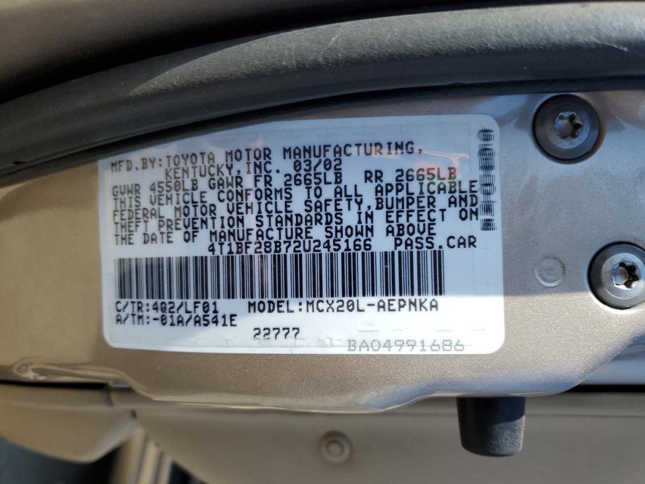 4T1BF28B72U245166 2002 Toyota Avalon Xl