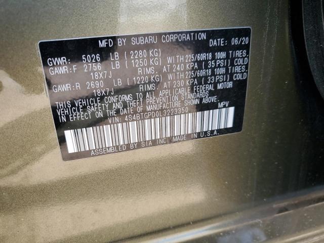 2020 SUBARU OUTBACK TO - 4S4BTGPD0L3223350