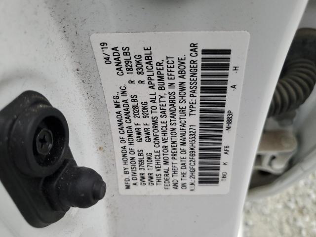 2019 HONDA CIVIC LX - 2HGFC2F69KH553271