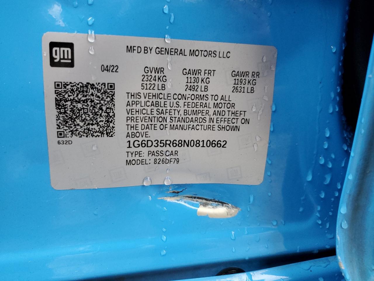 1G6D35R68N0810662 2022 Cadillac Ct5-V Blackwing