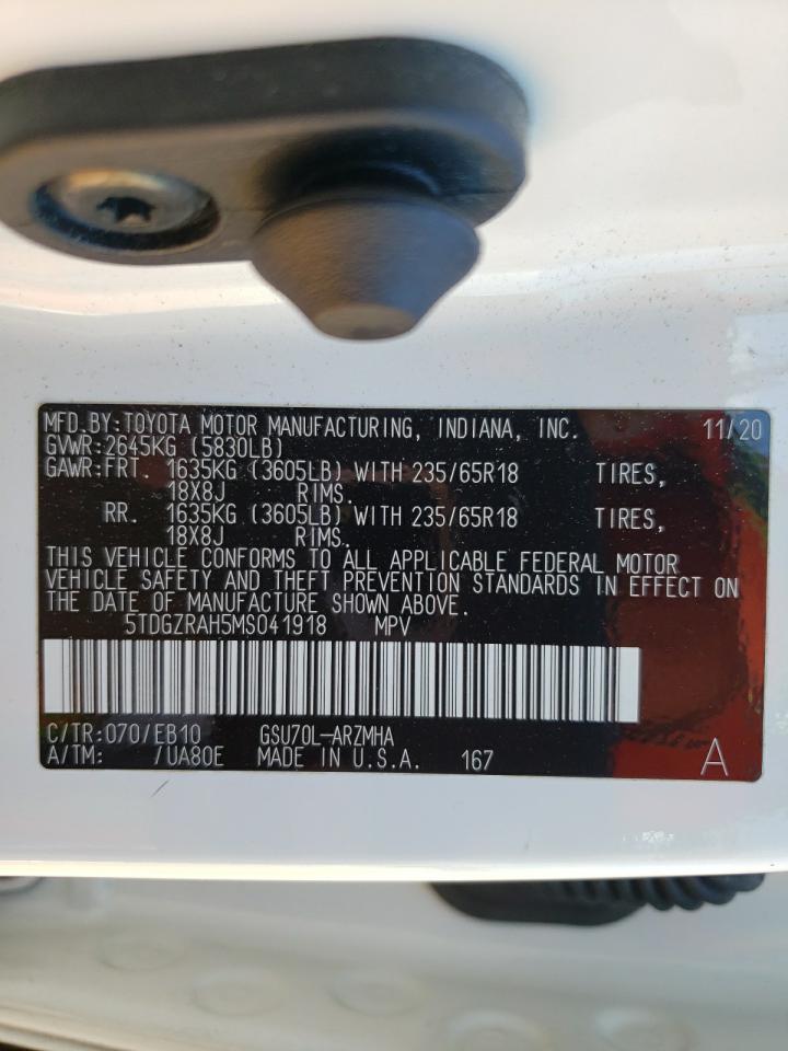 5TDGZRAH5MS041918 2021 Toyota Highlander Xle