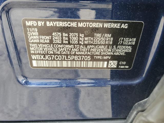 2020 BMW X1 SDRIVE2 WBXJG7C07L5P83705