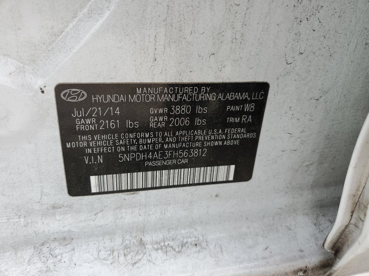 5NPDH4AE3FH563812 2015 Hyundai Elantra Se