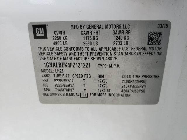 1GNALBEK4FZ131221 2015 Chevrolet Equinox Lt