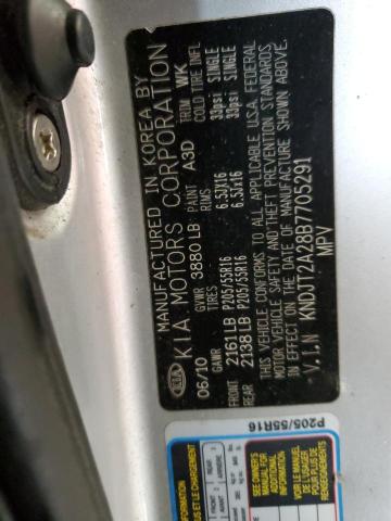 2011 Kia Soul + VIN: KNDJT2A28B7705291 Lot: 50125354