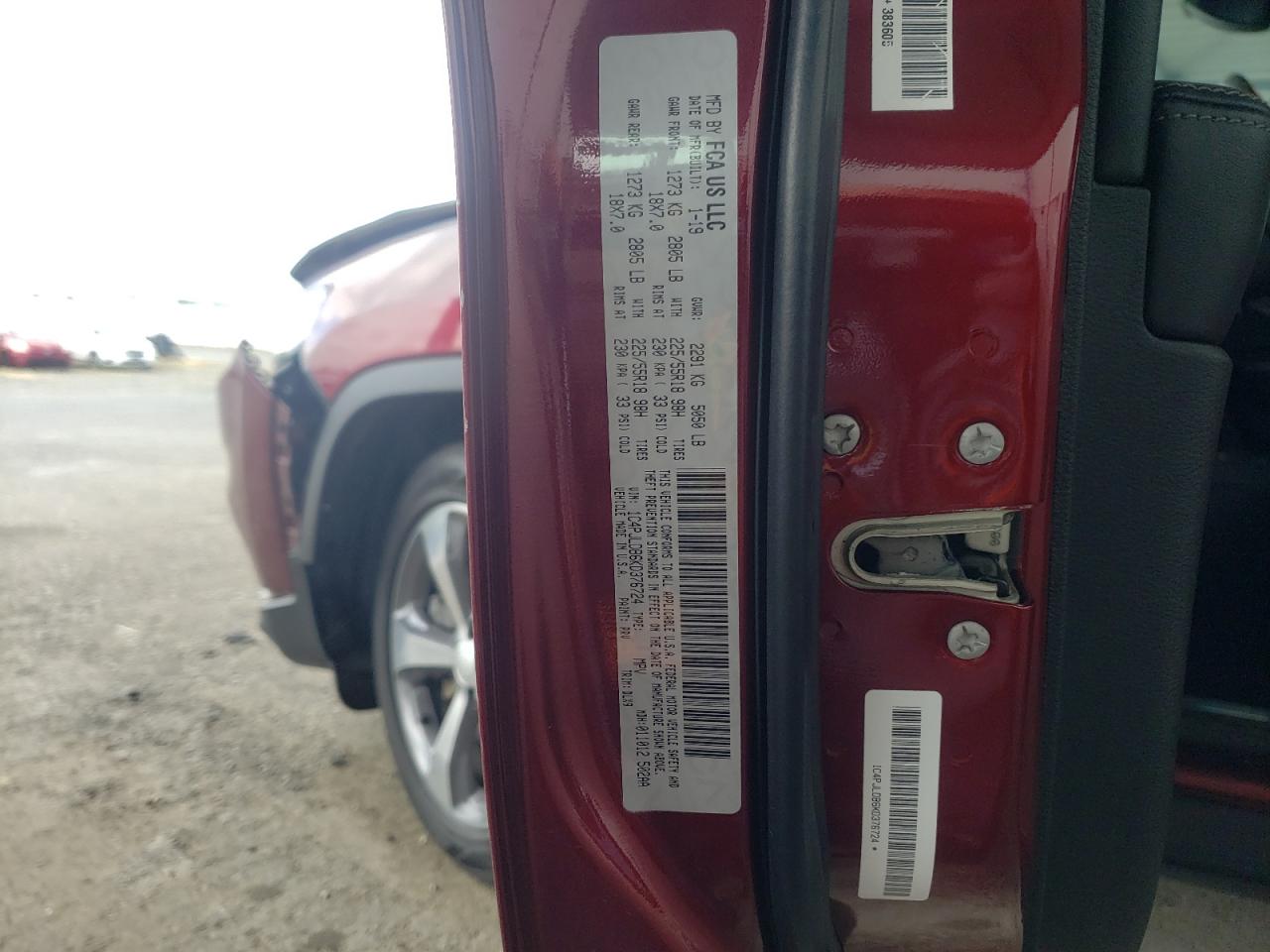 1C4PJLDB6KD376724 2019 Jeep Cherokee Limited