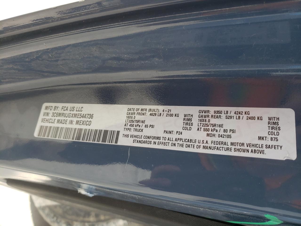 3C6MRVJGXME544736 2021 Ram Promaster 3500 3500 High