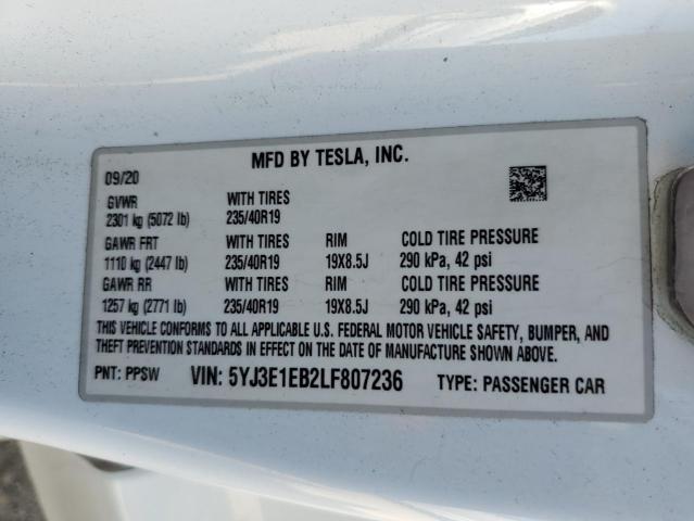 5YJ3E1EB2LF807236 2020 TESLA MODEL 3 - Image 12