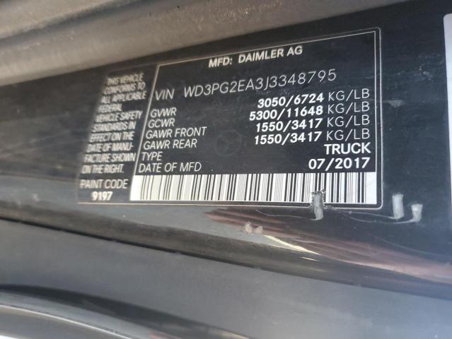 2018 Mercedes-Benz Metris VIN: WD3PG2EA3J3348795 Lot: 39230925