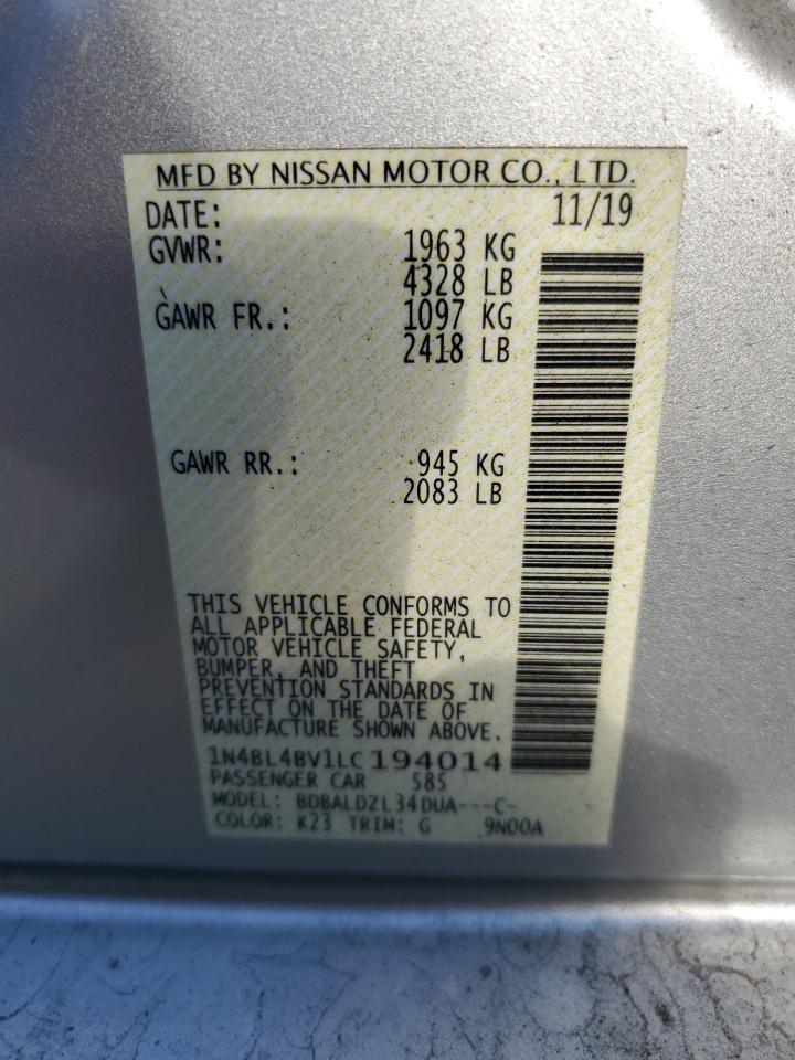 1N4BL4BV1LC194014 2020 Nissan Altima S