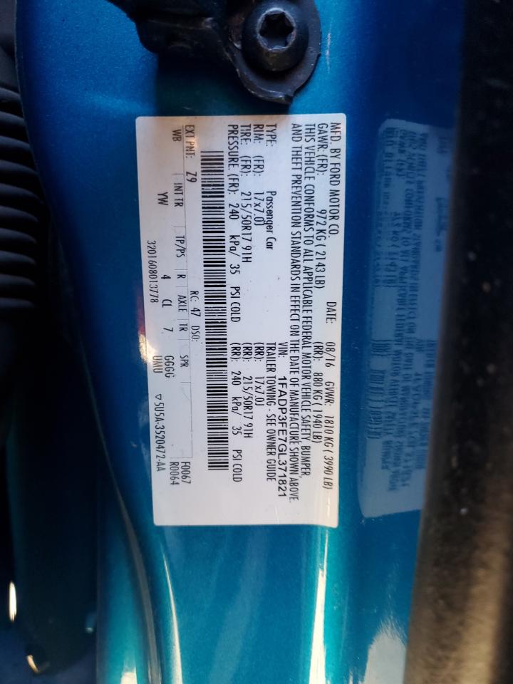 1FADP3FE7GL371821 2016 Ford Focus Se