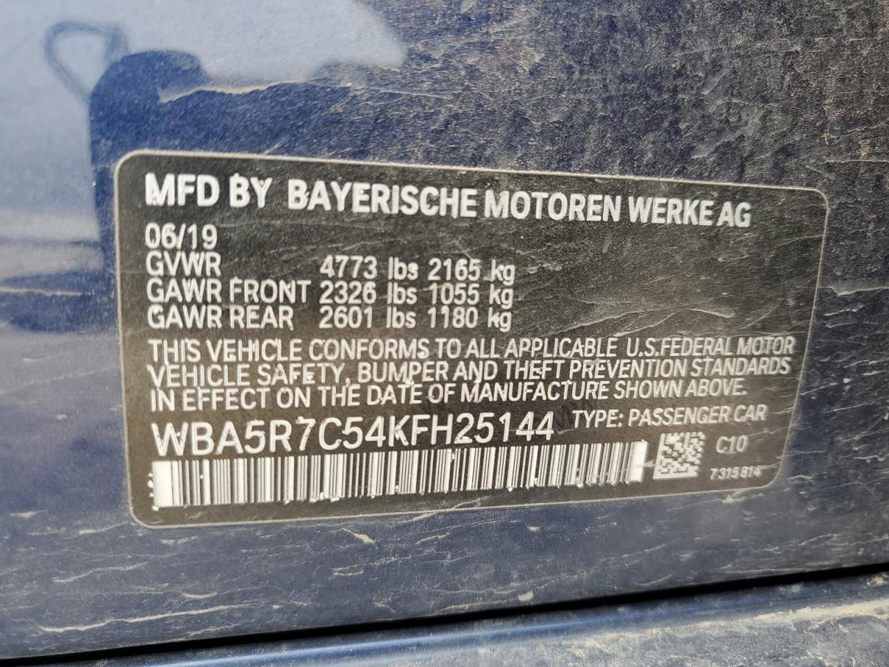 WBA5R7C54KFH25144 2019 BMW 330Xi